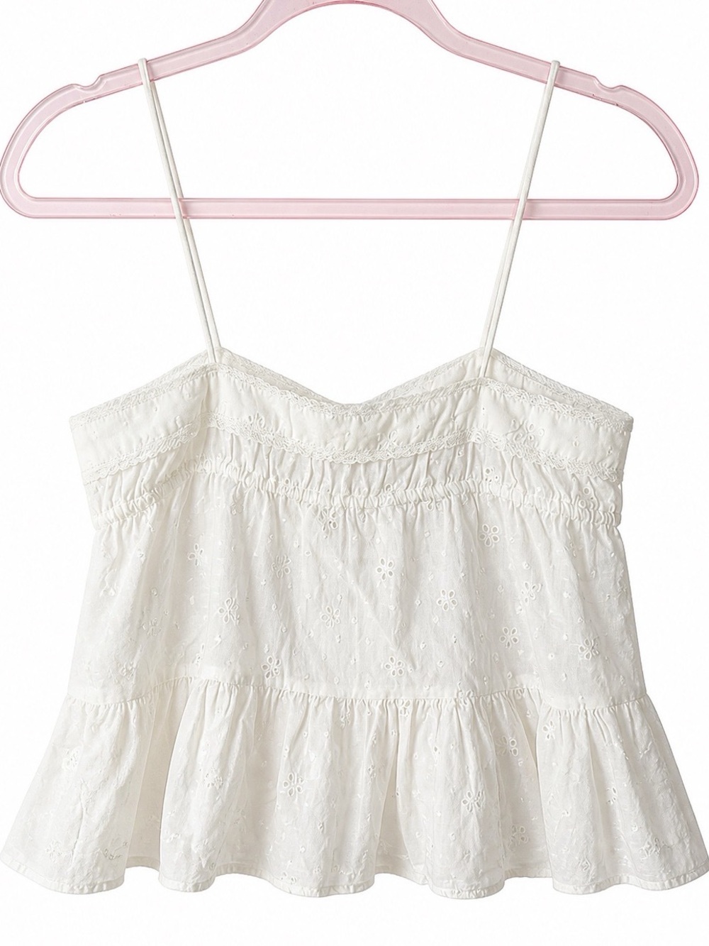 Zara White Eyelet Spaghetti Strap Camisole - Picture 5 of 6